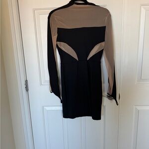 Chic Black and Mesh Long Sleeve Dress